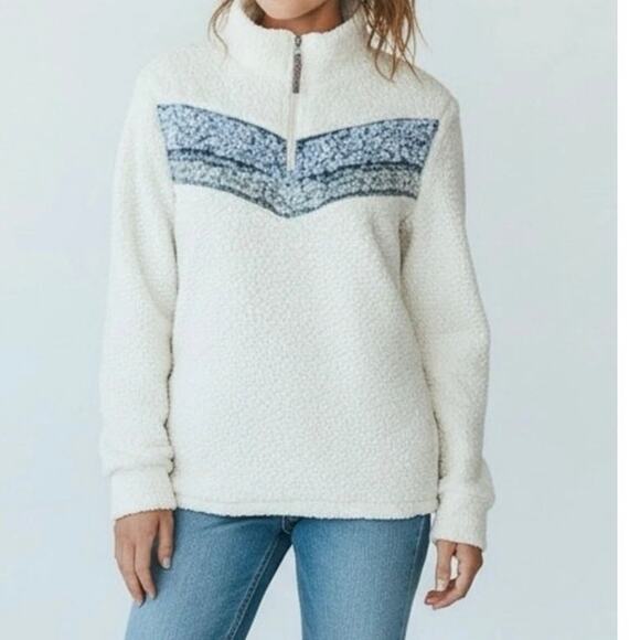 Weatherproof Sweaters - Weatherproof Vintage Cream Sherpa Fleece 1/2 Zip Pullover Women’s Sz M Cozy